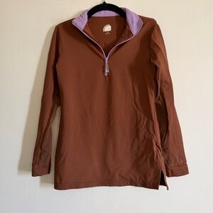 EIS Equestrian Apparel Youth Girls Brown/Lavender Quarter Zip Long Sleeve Top